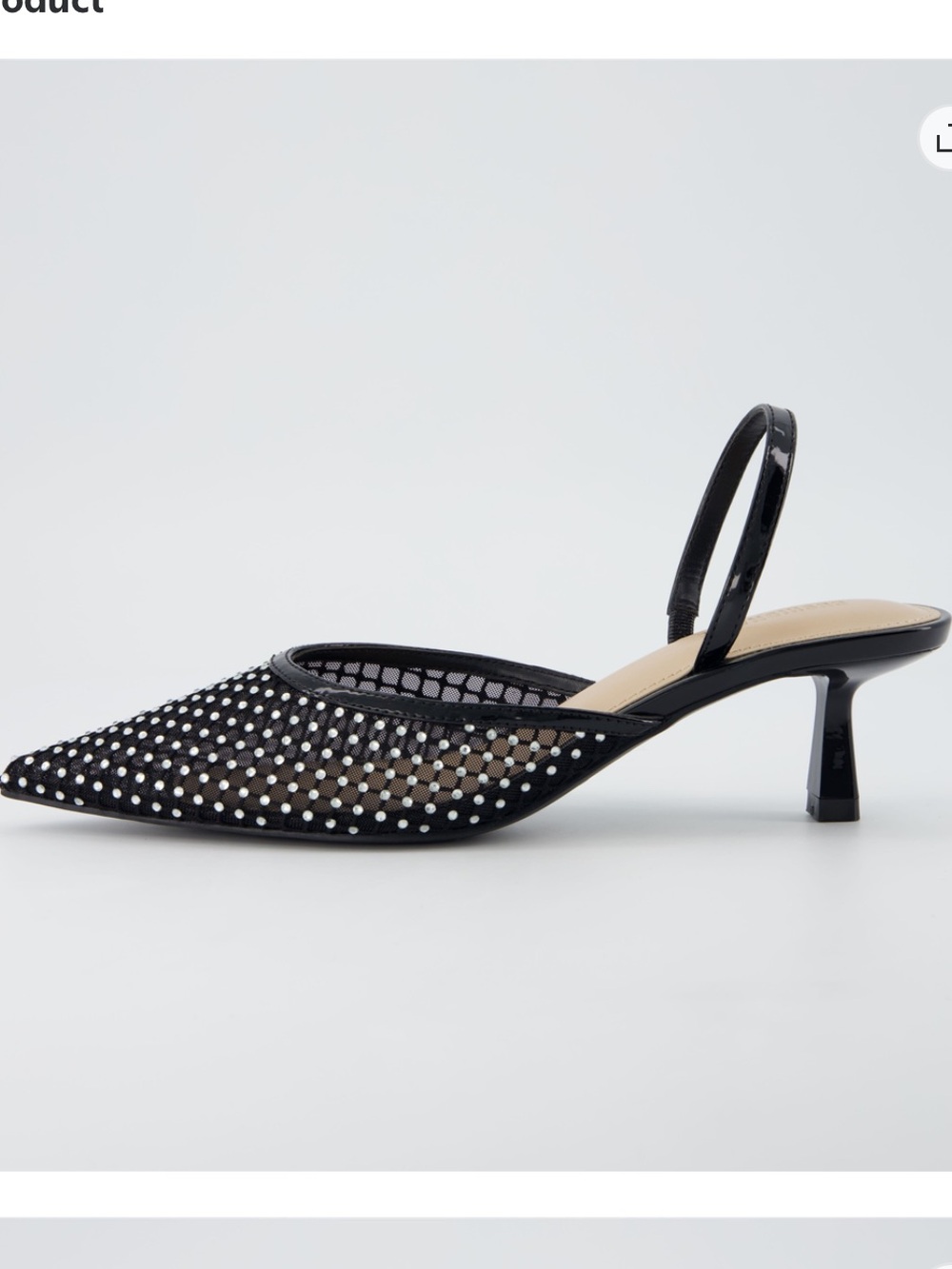 NWOT Cushionaire Black Mesh Slingback Kitten Heel with Stud Accents, Size 7